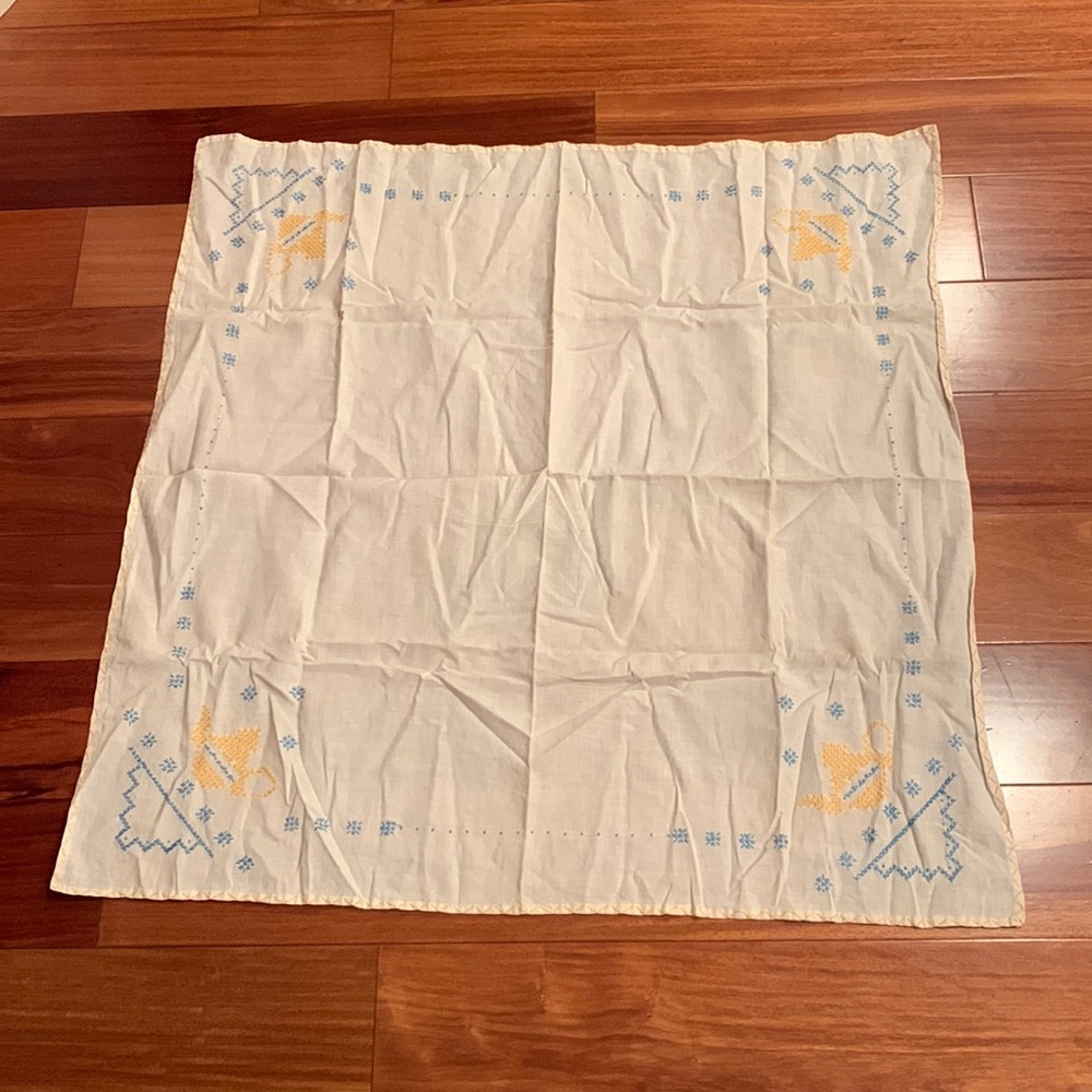 Blue and Golden Yellow Square Tablecloth